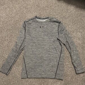 Mens L Under Armour Heathered Gray Compression Top